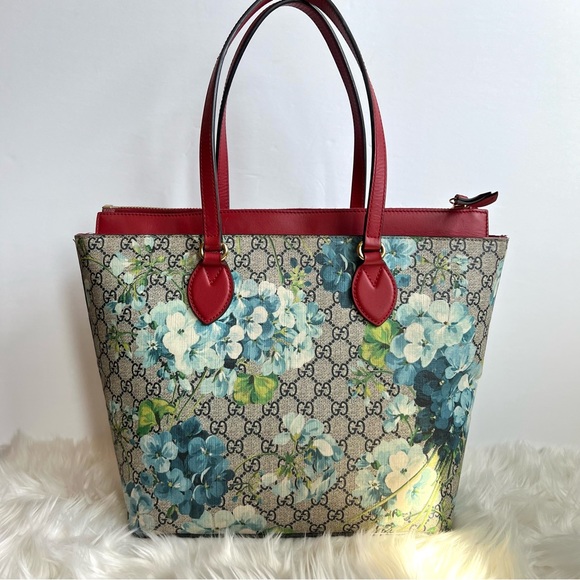 Gucci GG Supreme Blossoms Floral Red Tote Shoulder Bag - Picture 7 of 16